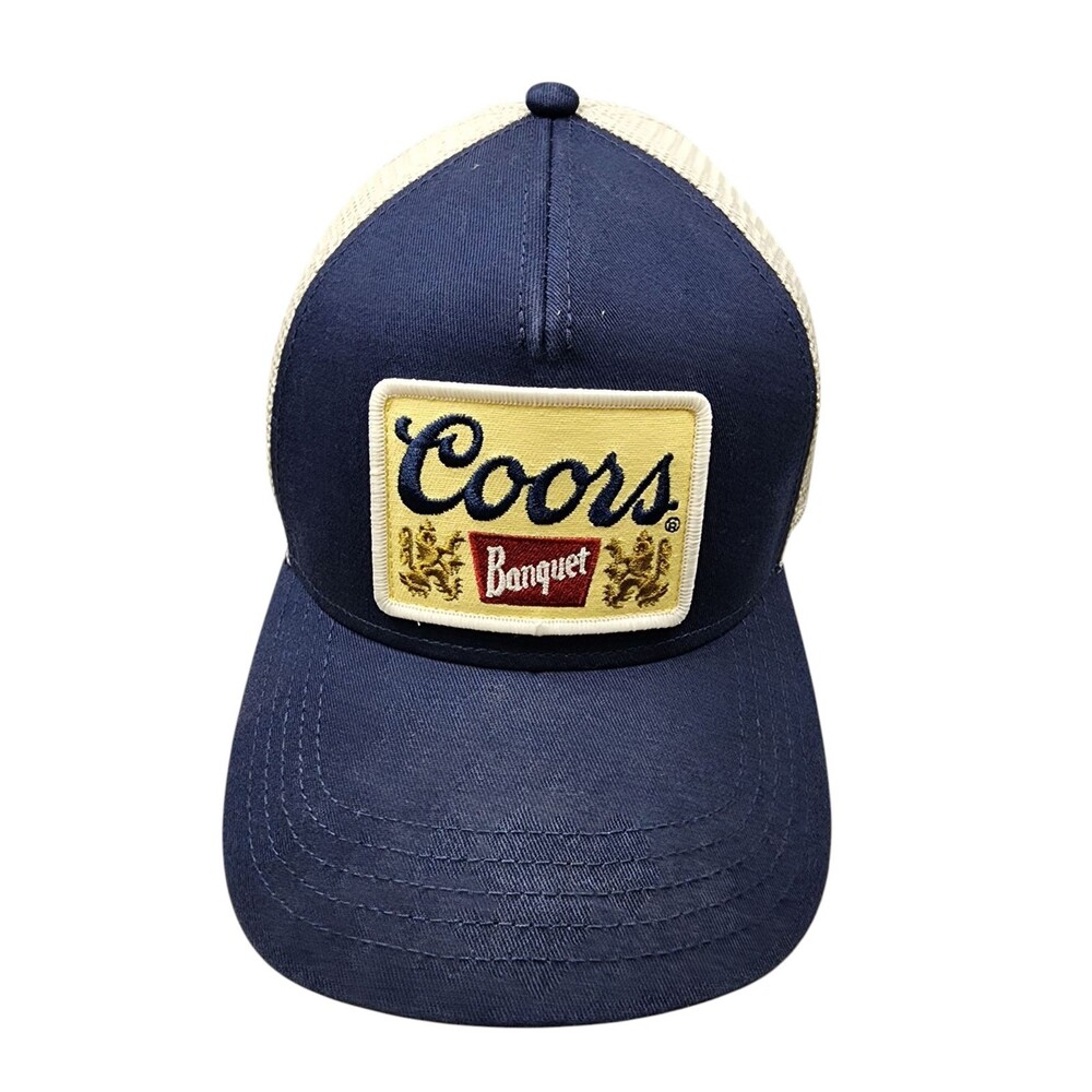Coors Banquet Cotton Twill Trucker Mesh Snapback Hat Cap Navy White